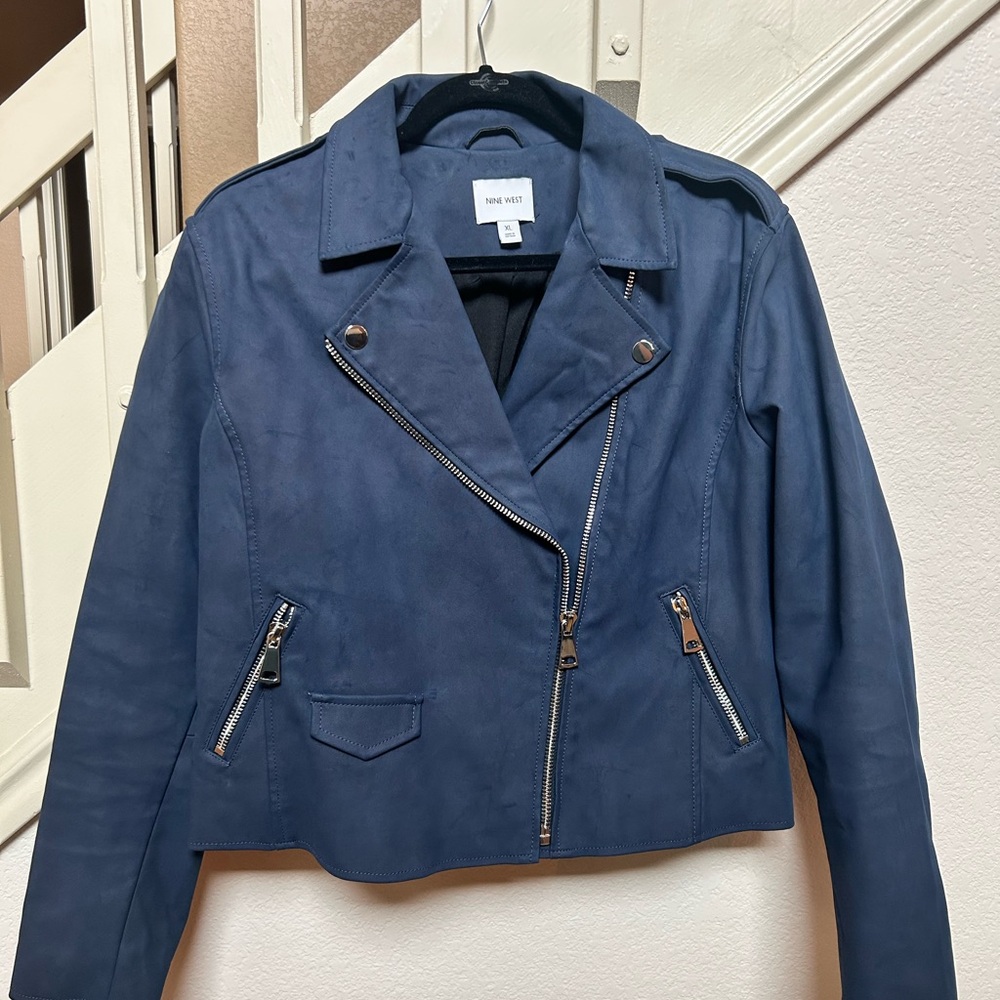 Nine West Women's Navy Leather Jacket